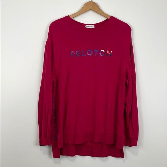 CLEARANCE Peloton Women's Large Red Long Sleeve Shirt Logo Athleisure Comfort - Picture 1 of 8
